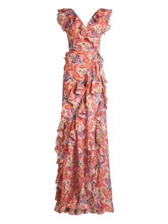 Etro printed dress - women - Polyester - 48 - Orange