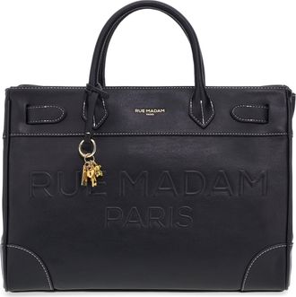 Rue Madame Par&iacute;s Structured Tote Bag with Embossed Detailing and Gold-Tone Hardware