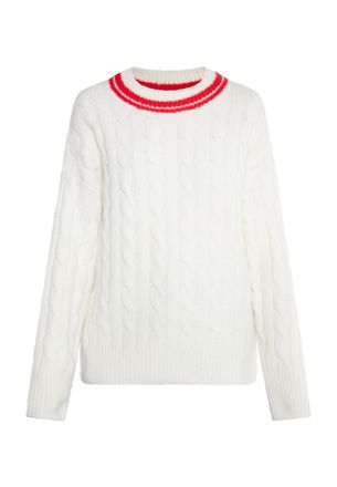 Dreimaster Dreimaster Gebreide trui Dames Wol Wit Rood
