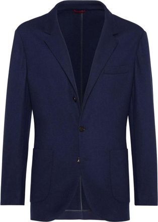 Brunello Cucinelli Navy Blauwe Cashmere Jas met Inkeping Revers - Heren - Blazers - Blauw - L - Jassen