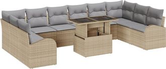 vidaXL Vidaxl - Garden Sofa Set 11 pcs Beige and light grey 100 x 55 x 73 cm