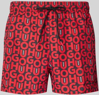 HUGO BOSS Badeshorts mit Allover-Muster Modell NALU in Black, Gr&ouml;&szlig;e XXL