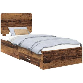 vidaXL Estructura De Cama Con Cabecera Madera Vieja 90 X 200 Cm Vidaxl