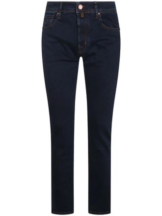Jacob Cohen Dark Indigo Denim Slim-Fit Jeans with Logo Patch