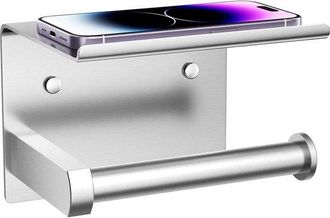 OEM Portarrollos Papel Higi&eacute;nico Tel&eacute;fono, Montaje Pared Adhesivo Tornillo, Dispensador Ba&ntilde;o Multifuncional Acero Inoxidable (n&iacute;quel Cepillado)