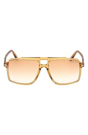 Tom Ford Kemp 59mm Navigator Sunglasses in Shiny Yellow /Gradient Brown at Nordstrom