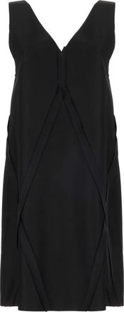 Maison Margiela V-neck Jurk met Paneldesign - Dames - Korte kleedjes - Zwart - XS - Kleedjes