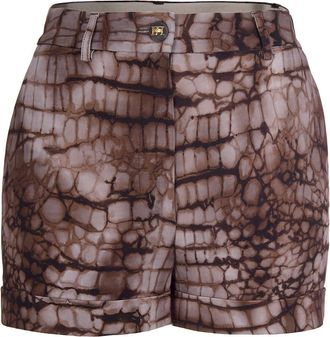 Elisabetta Franchi Cuffed Jersey Shorts with Alligator-Inspired Print