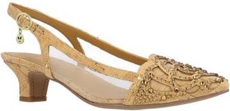 J. Rene&eacute; Elsinora Mesh Embellished Slingback Pump in Natural/Gold at Nordstrom, Size 10.5