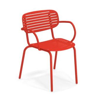Emu Stackable armchair Mom - Red - Varnished steel - Designer Florent Coirier