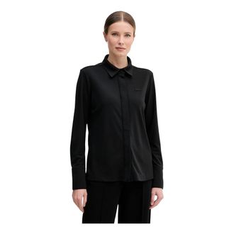 Lacoste Overhemden, Dames, Zwart, XS, Glad hemd