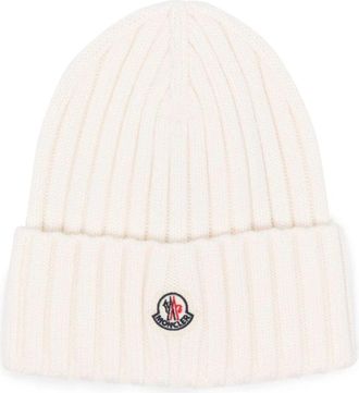 Moncler Stijlvolle Bianco Hoeden & Petten - Dames - Hoeden - Wit - ONE Size - Wol - Accessoires