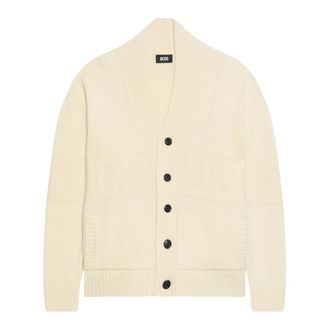 GCDS Cardigans, male, Beige, Size: L Button-up Logo Cardigan