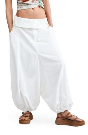Desigual Wide Leg Cotton Balloon Pants in White at Nordstrom, Size X-Small