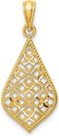 Diamond2Deal 14k Yellow Gold Diamond-cut Dangle Pendant