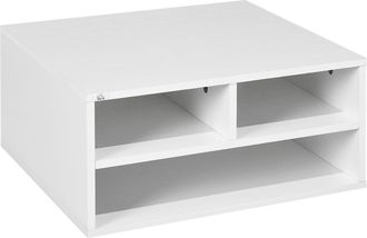 HOMCOM Desktop Printer Stand with 3 Open Compartments - Desk Organiser - White | TJ Hughes