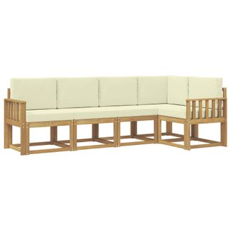 vidaXL Conjunto De Sof&aacute;s De Exterior Con Coj&iacute;n 5 Pcs Blanco Y Crema Vidaxl
