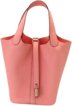 Herm&egrave;s Pre-owned Picotin Lock Trillon Clemence Handbag - Dames - Vintage Tas - Roze - ONE Size - Leer - Vintage