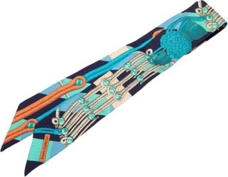 Hermès Pre-owned Scarves, female, Blue, Size: ONE SIZE Pre-owned Silk Scarf