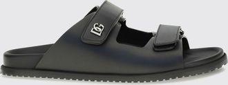 Dolce & Gabbana Sandali flat in pelle di vitello con logo DG metallico