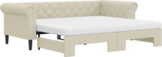 vidaXL Vidaxl - Sof&aacute; Cama Nido Con Colch&oacute;n Cuero Sint&eacute;tico Crema 90x200 Cm