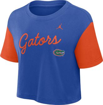 Nike Jordan Womens Florida Script Jordan Brand Dri-FIT College Cropped T-Shirt in Blue | 0JD408DDUFN-8HZ