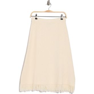 Adrianna Papell Fringe Waffle Knit Midi Skirt in Cream at Nordstrom Rack, Size X-Large