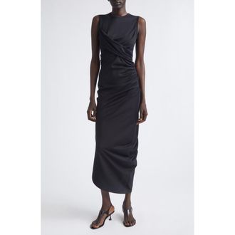 Proenza Schouler Zafira Mercerized Cotton Jersey Midi Dress in Black at Nordstrom, Size 10