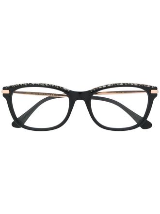 Jimmy Choo Eyewear leopard trim glasses - unisex - Acetate - One Size - Black