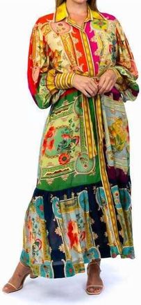 Tolani Abani Fusion Midi Dress In Green Multi