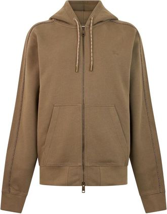 Burberry Hoodie met praktische zakken - Heren - Vesten met rits - Bruin - XS - Katoen - Hoodies & sweatvesten