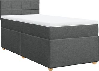 vidaXL Vidaxl - Cama Box Spring Con Colch&oacute;n Tela Gris Oscuro 90x200 Cm