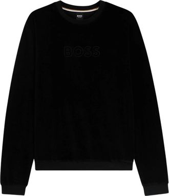 HUGO BOSS Velour Sweatshirt - male - Boss - Sweatshirts - Black - XL - Sweatshirts & Hoodies