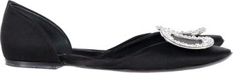 Roger Vivier Chips Prism Embellished Flats in Black Satin