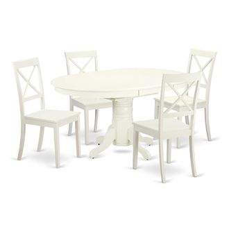 East West Furniture Dining Room Set Linen White, AVBO5-LWH-W