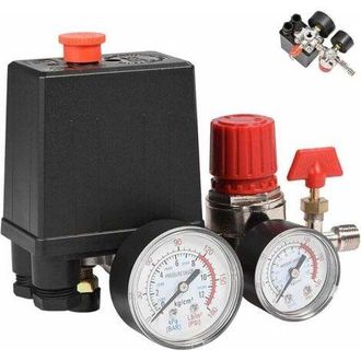 Abysse Snq - Pressostato Monofase 90-120 Psi - 4 Connessioni Con Manometro - Portata 3000 L/min - Tensione 240 V Per Compressore DAria