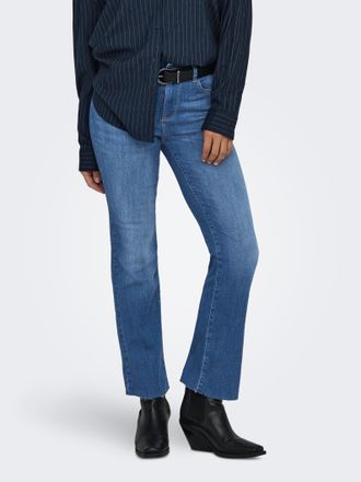 Only 7/8-Jeans ONLY ONLANN-KENYA MW CR AK FLA DNM SOO618NOOS, Damen, Gr. XS (34), L&auml;nge 30, blau (medium blau denim), Denim/Jeans, Obermaterial: 86% Baumwo