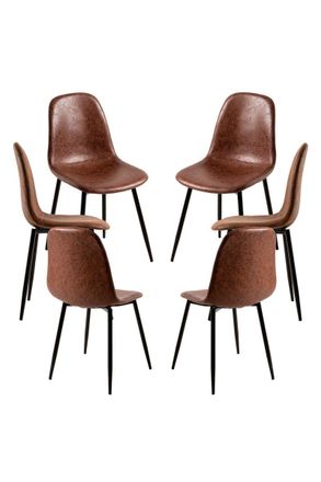 Regalos Miguel Packs Sillas Comedor - Pack 6 Sillas Black Teok Polipiel - Caf&eacute; Vintage