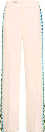 Maison Common Wide Leg Trousers With Macrame Ribbons in Ecru/multicolour at Nordstrom, Size 42