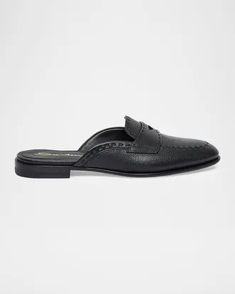 Santoni Leather Loafer Mules