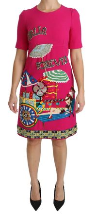 Dolce & Gabbana Pink Italia Forever Crystal Sheath Womens Dress (Pre-Owned)