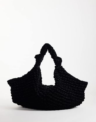 Asos borsa a spalla in velluto testurizzato nera-Nero