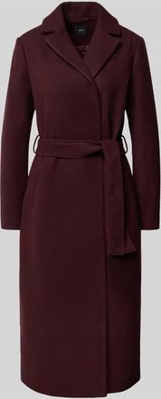 Zero Mantel mit Reverskragen und Bindegürtel in Bordeaux, Größe 42
