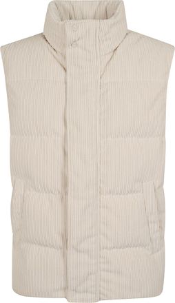 Herno Wide-Wale Textured Vest with High Collar and Snap Button Closure