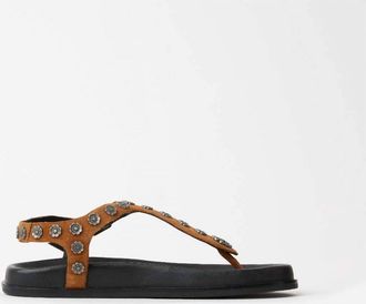 Seychelles Womens Sunday Funday T-Strap Studded Sandals In Tan