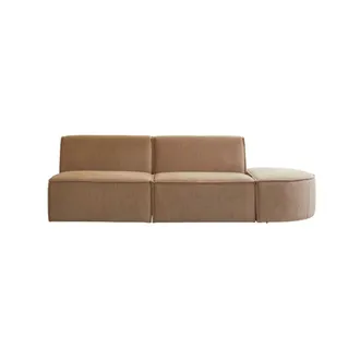 Tikamoon Banqueta redondeada modulable de 2 plazas de tela color c&aacute;mel
