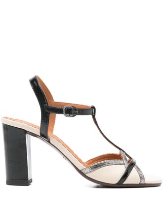Chie Mihara T-strap block-heel sandals - women - Calf Leather/Calf Leather/Calf Leather/Rubber - 38 1/2 - Neutrals