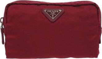 Prada Red Color Nylon Pouch (Pre-Owned)