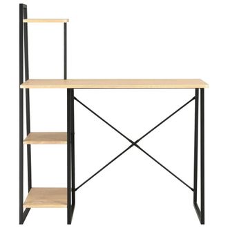 Berkfield Home Desk with Shelving Unit Black & Oak 102x50x117 cm | Size: 102 x 50 x 117 cm