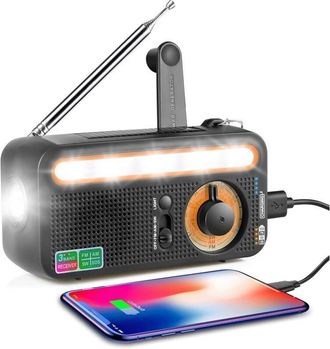 OEM Radio Solar - Radio Am Fm Ondas Cortas - Cargador De Emergencia Con Luz Led - Bater&iacute;a 2000 Mah - Para Camping Y Senderismo - 1 Unidad